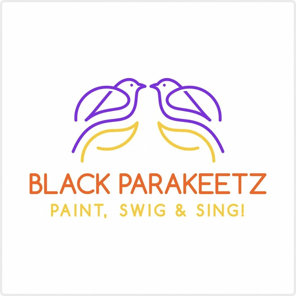 Black Parakeetz Paint, Swig & Sing! logo